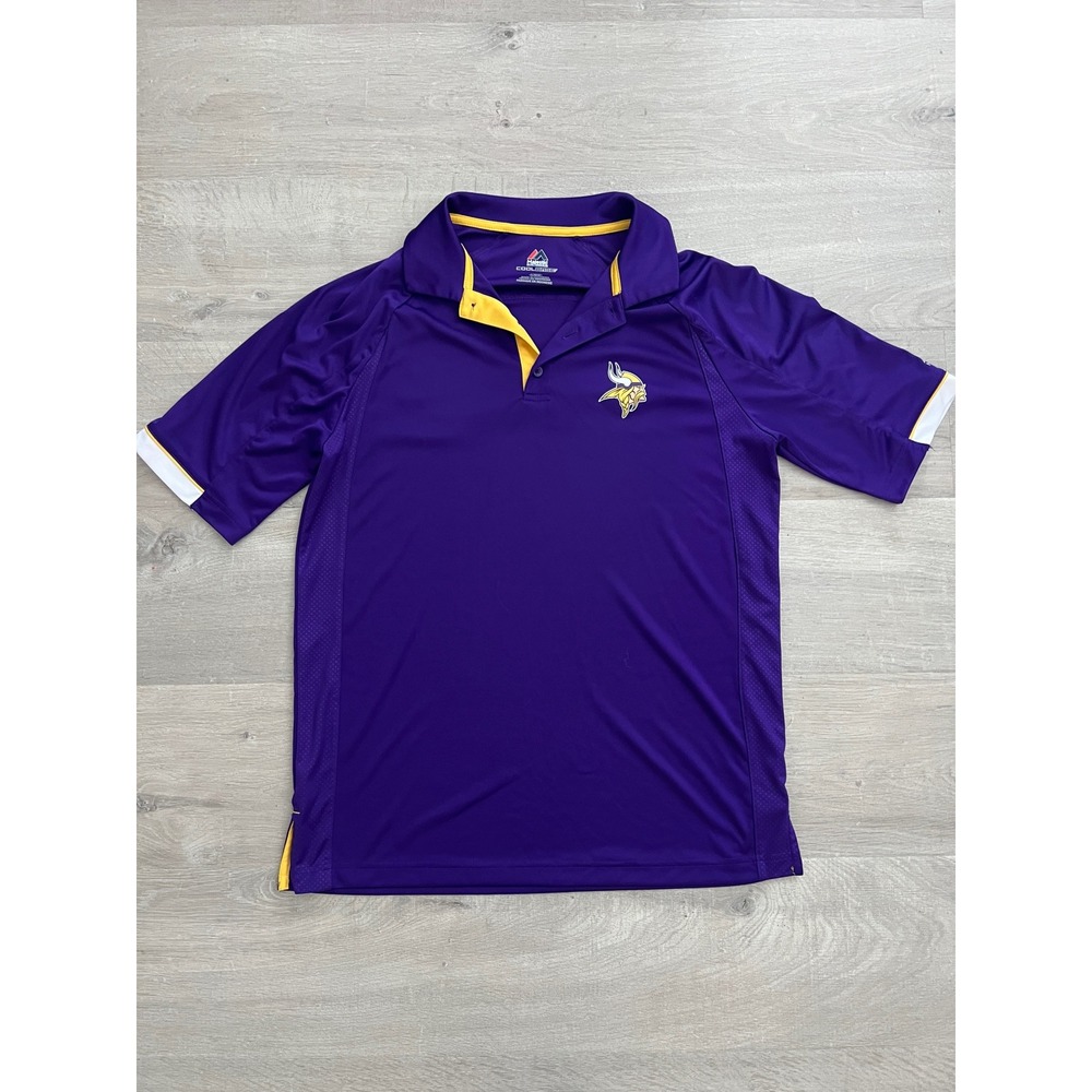 NFL Minnesota Vikings Men's Polo Shirt Size Adult Large Purple Majestic